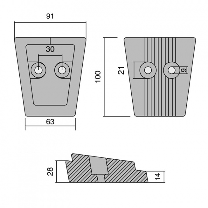Zinkanod Volvo SX-drev 100x91x63mm (3888817)