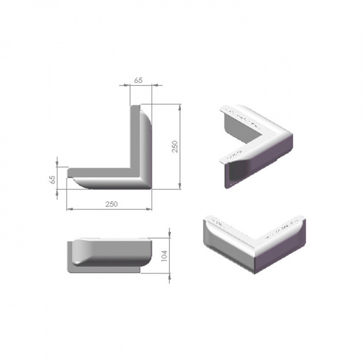 Kajfender 90 Vinkel Vit 25x10x6 cm