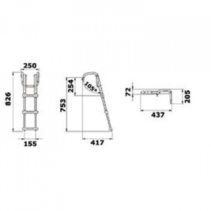 Badstege 3 Steg Vikbar Teleskop