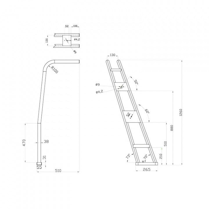 Targabåge 70° Vinkel Svart