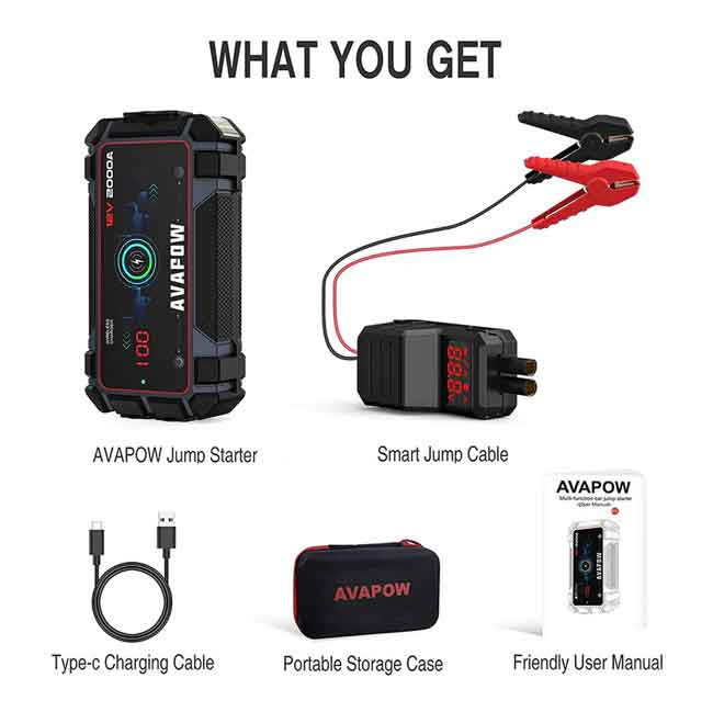 Avapow Jumpstarter A9 Plus Inklusive Väska 2000A 12V