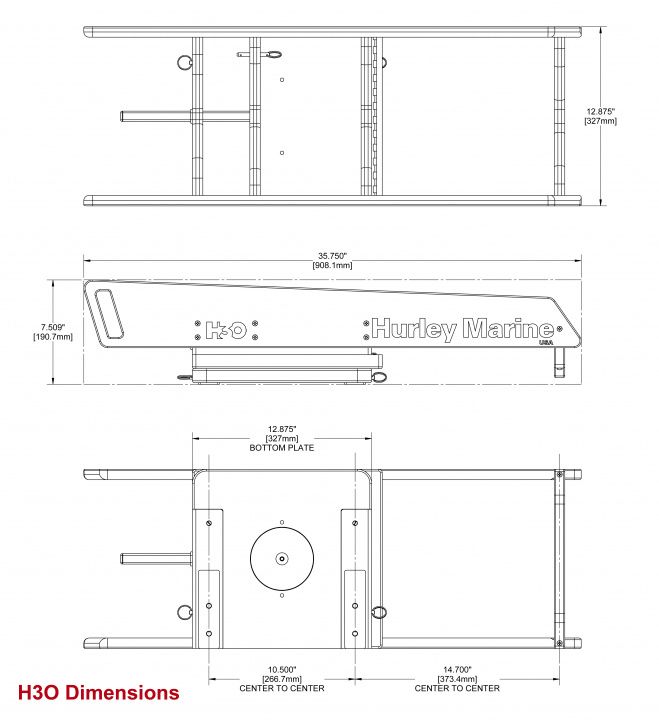 Hurley Davit H3O Manuell Vinsch Svart Max 181 kg