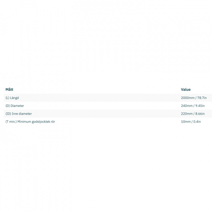 Tunnel Aluminium, Ø220x10x2000mm (6082-T6)