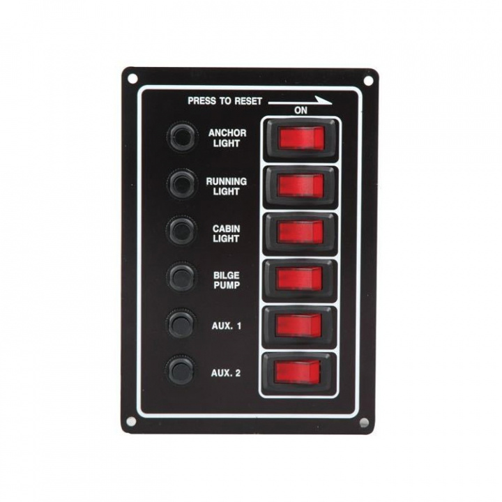 Elpanel 6 Strömbrytare & Termosäkringar 12V