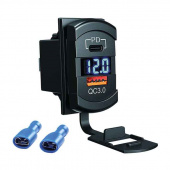 Dubbel USB-laddare Med Voltmätare, 12-24V Dubbel USB-laddare Med Voltmätare, 12-24V