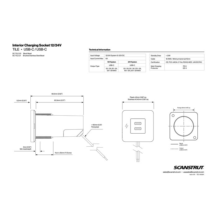 Tile USB-C & USB-C Laddare svart