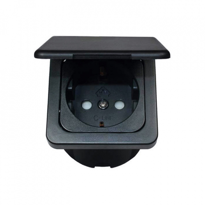 Strömuttag Svart Med Lock 220V