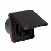 Strömuttag För Inbyggnad 220V Med Lock Brun Strömuttag För Inbyggnad 220V Med Lock Brun