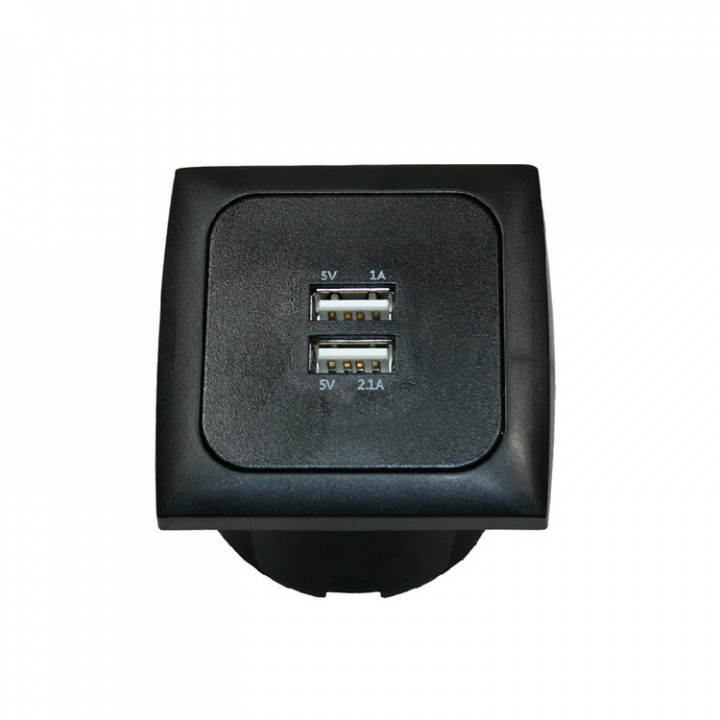 USB-A Uttag För Inbyggnad Svart 12/24V