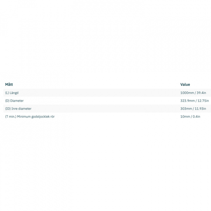 Trumma Stål Ø 300x10x1000mm