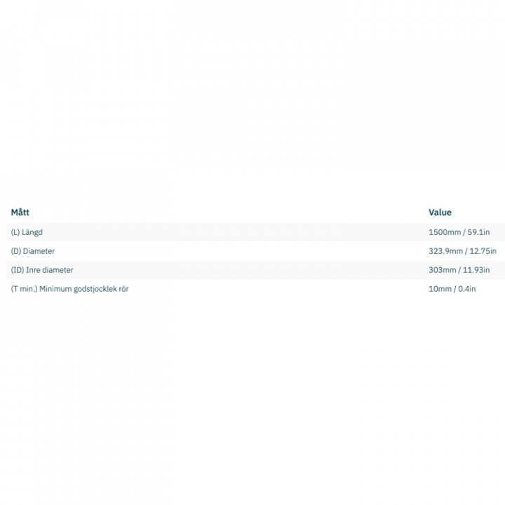 Trumma Stål Ø 300x10x1500mm