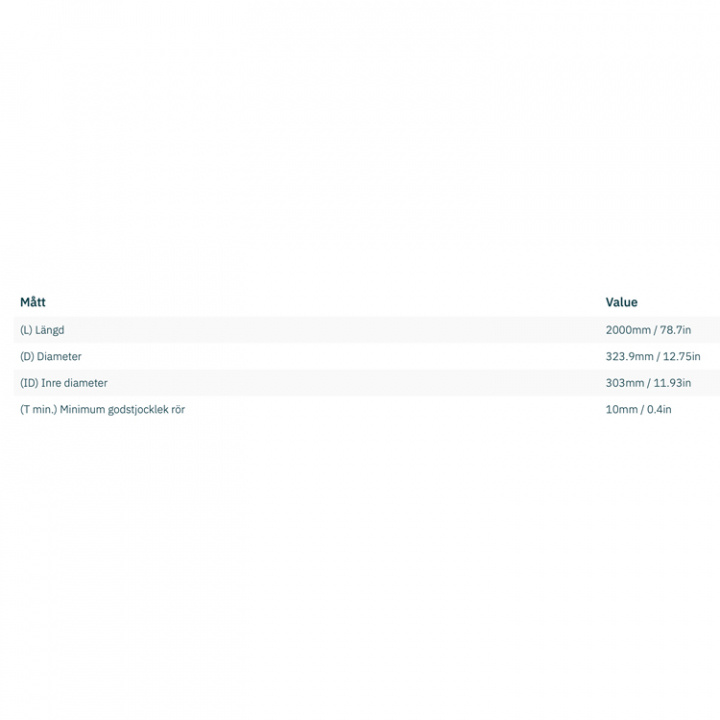 Trumma Stål Ø 300x10x2000mm