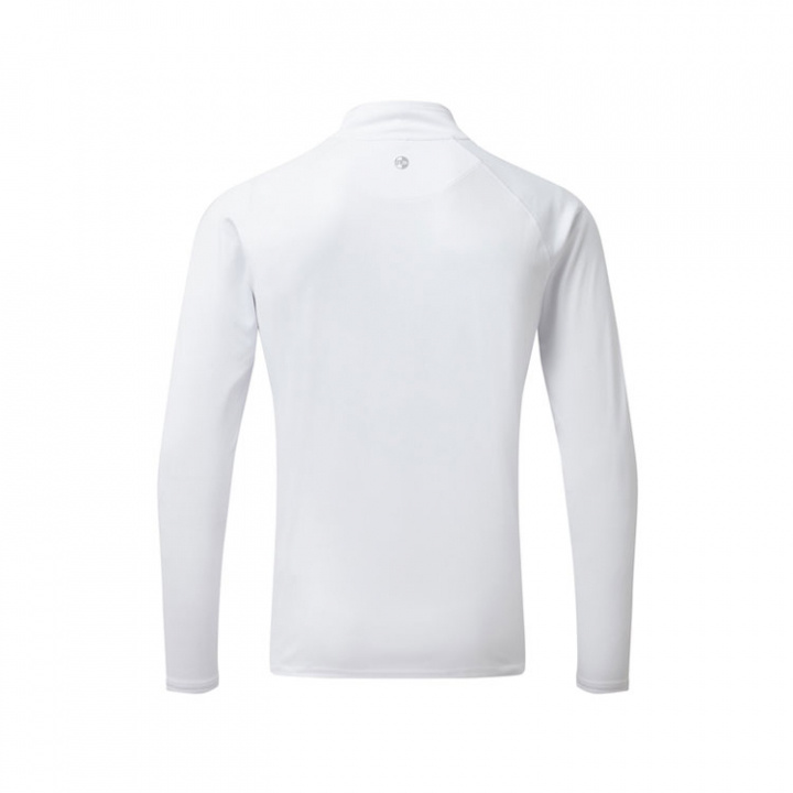 UV009 Men's UV Långärmad Zip T-shirt Vit