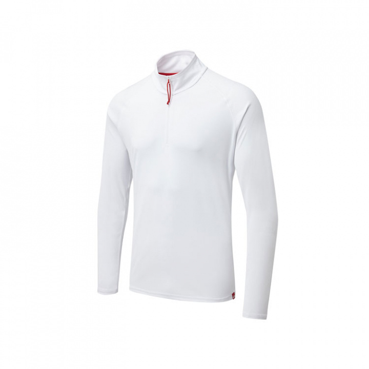UV009 Men's UV Långärmad Zip T-shirt Vit