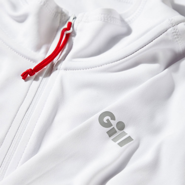 UV009 Men's UV Långärmad Zip T-shirt Vit