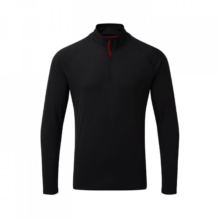 UV009 Men's UV Långärmad Zip T-Shirt Svart