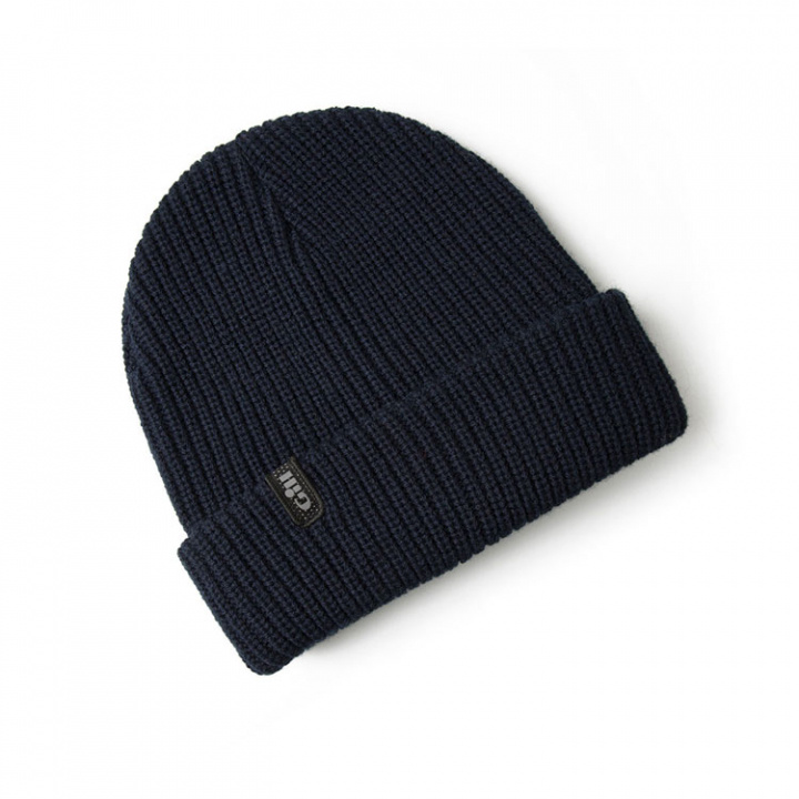 HT37 Flytande Ribbstickad Mössa Navy