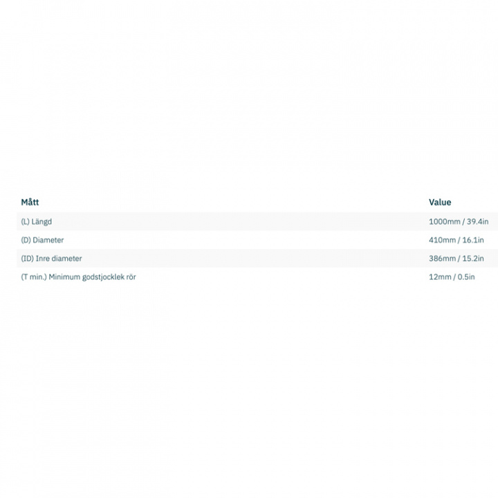 Tunnel Aluminium Ø386x12x1000mm (Alu-5083/5754)