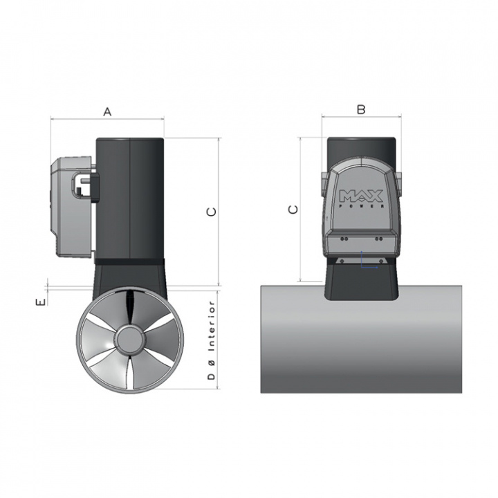 Bogpropeller Max Power CT 60 12/24V Mono Komposit