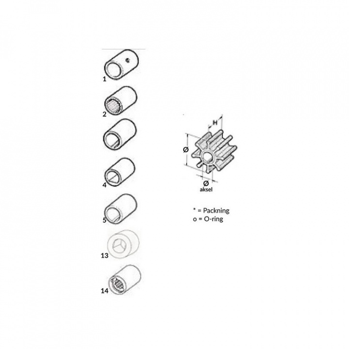 Impeller OMC/Evinrude Typ 8 51.2 mm