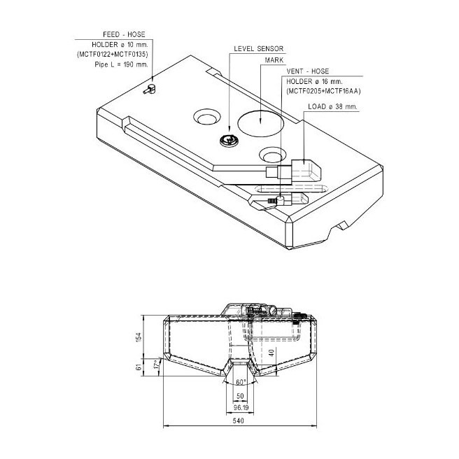 Bränsletank plast 91l