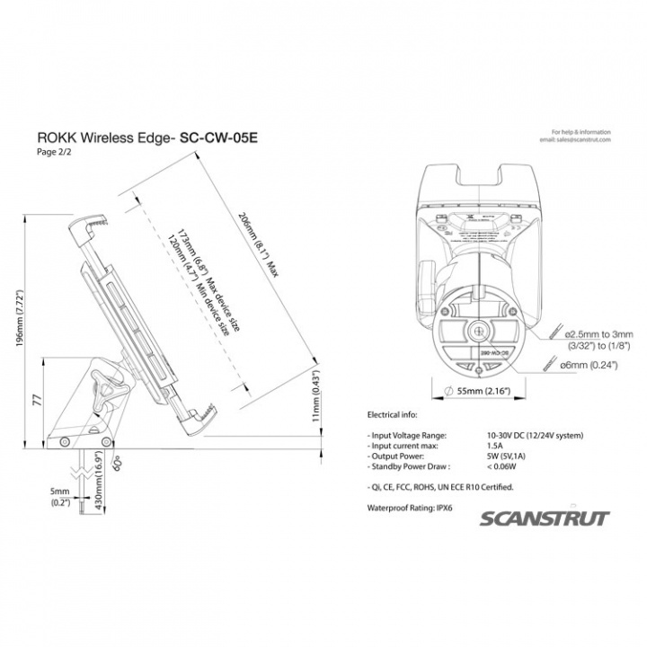 Rokk Edge Mobilhållare Med Trådlös Laddning 10W