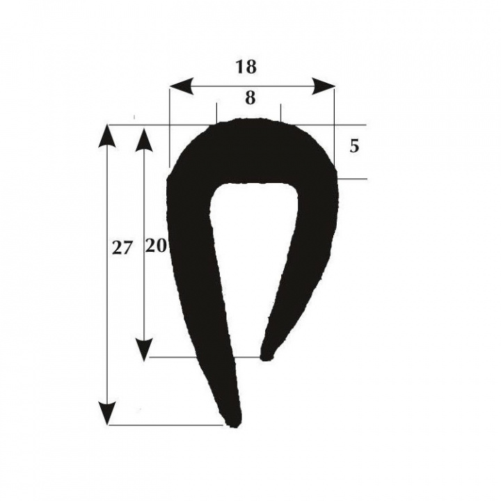 Fenderlist 27x8 mm Svart  50 m Rulle