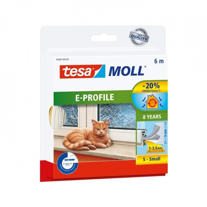 Tätningslist E-Profil 4x9 mm x 6 m Vit