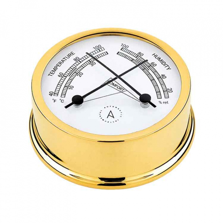 Atlantic 95 Termo/Hygrometer Ø95/70mm Förgylld Mässing
