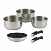 Grytset Grytor, Panna Och Avtagbara Handtag (6 delar) Grytset Grytor, Panna Och Avtagbara Handtag (6 delar)