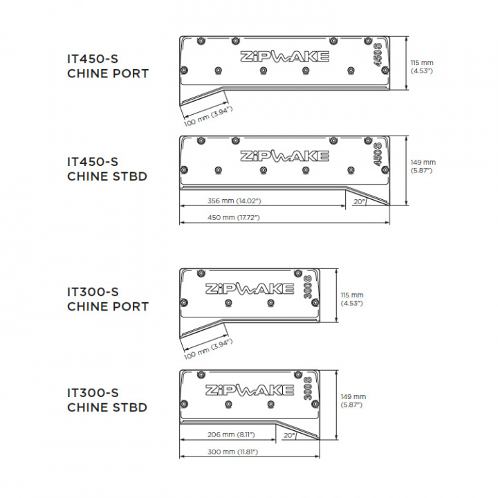 IT450-S CHINE Babord Interceptor Med 3 m Kabel & Kabelskydd