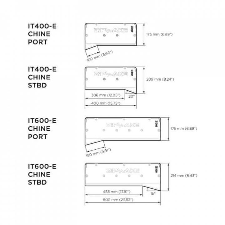 IT400-E Pro Chine Styrbord Interceptor Med 3m Kabel & Kabelskydd