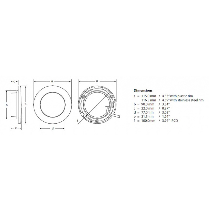 Innerbelysning LED 10-33V Rostfri Sarg