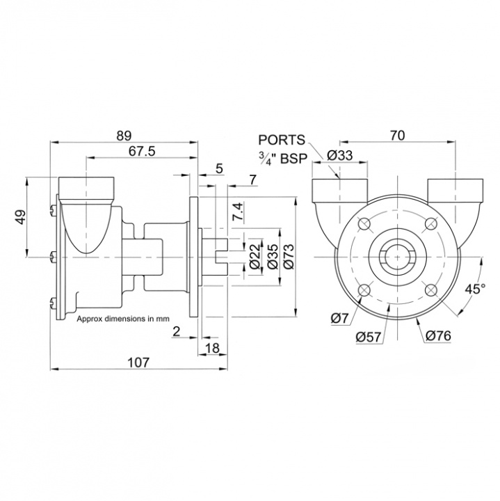 Pump brz flg 040 3/4
