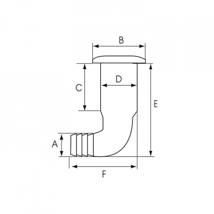 Bordsgenomföring Plast Vit 90° 38 mm