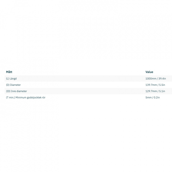 Trumma Stål Ø 129,7x5x1000mm