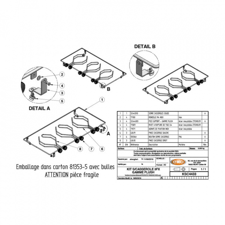 Kastrullhållarkit 3-Flush Bred