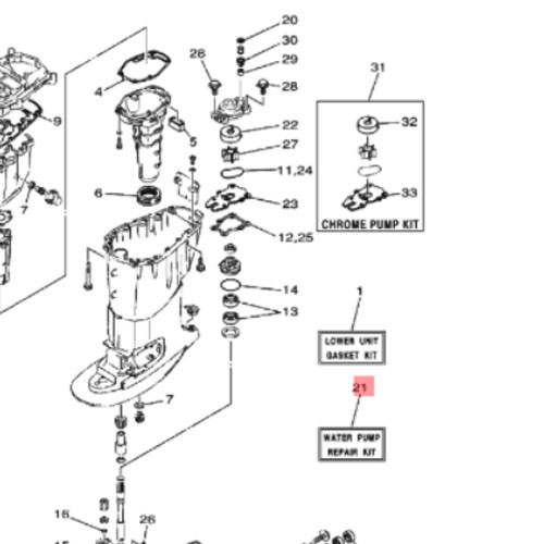 Impellerkit Water Pump Repair Kit (66T-W0078-00)