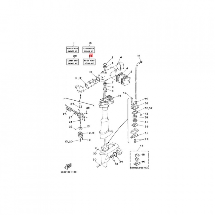 Impeller Repairkit Yamaha 4-5 hk (6E0W0078A500)