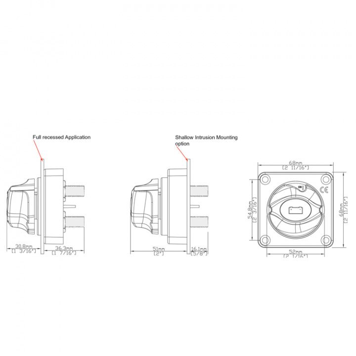Huvudbrytare Panelmonterad
