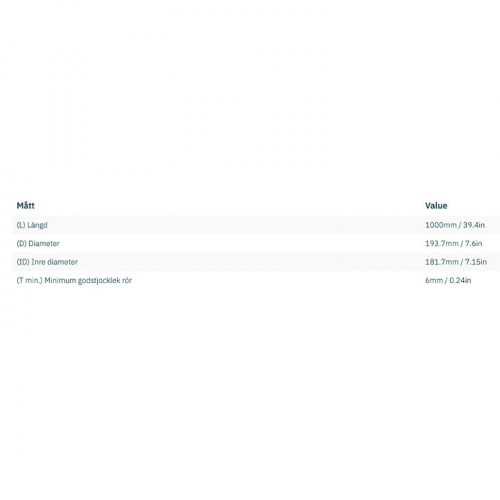 Trumma Stål Ø 183x5x1000mm