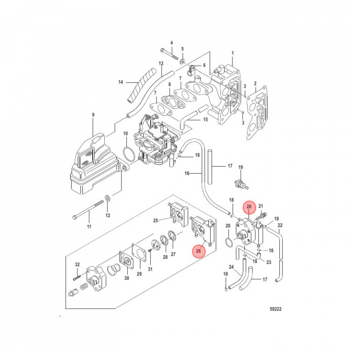Bränslepump Mercury/Mariner 8-9.9 hk 4-takt (803529T07)