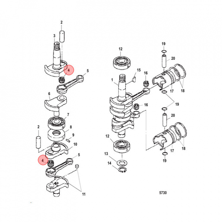 Lagernål Mercury 9.9-18 hk (803675)