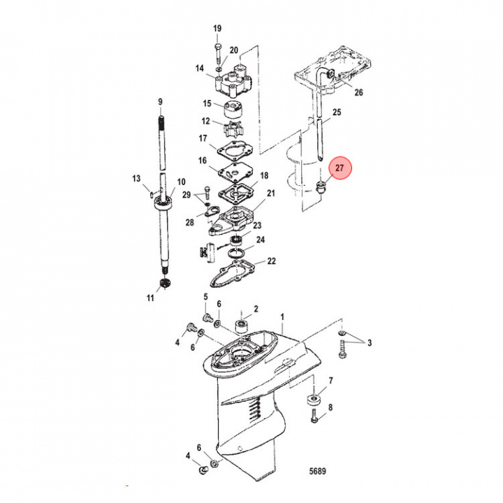 Gummigenomföring Mercury/Mariner 6-9.9 hk (804903)