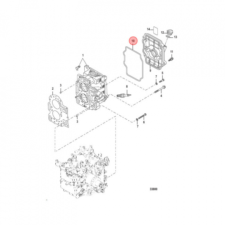Ventilkåpspackning Mercury 15-20 hk 4-takt (812939T26)