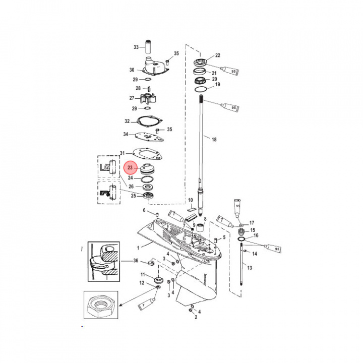 Botten Impellerhus Mercury 30-60 hk (812966A7)