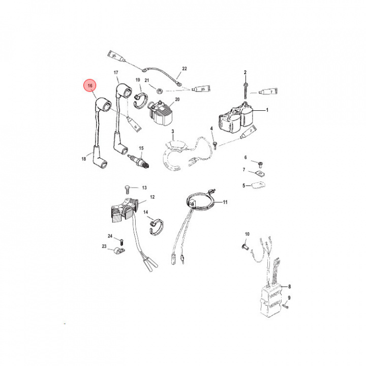 Tändkabelsats Mercury 6-25 hk (813715A2)