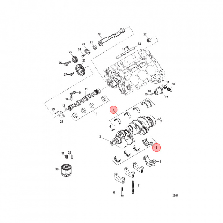 Ramlagersats Mercruiser (818465)