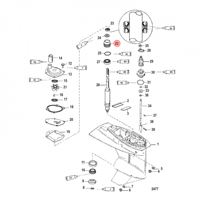 Lagerhållare Mercury 11-60 hk (821307A2)