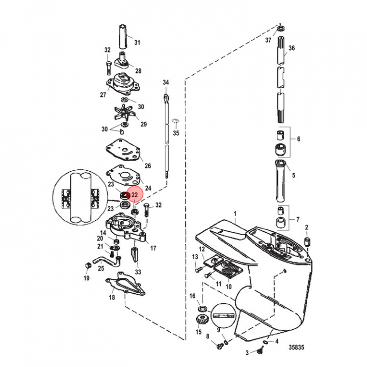Tätning Mercury 2-25 hk (822236)